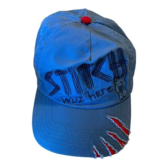 Disney Parks Stitch Kids Youth Baseball Cap - Stitch Wuz Here Blue, Red Clawed - Picture 7 of 14